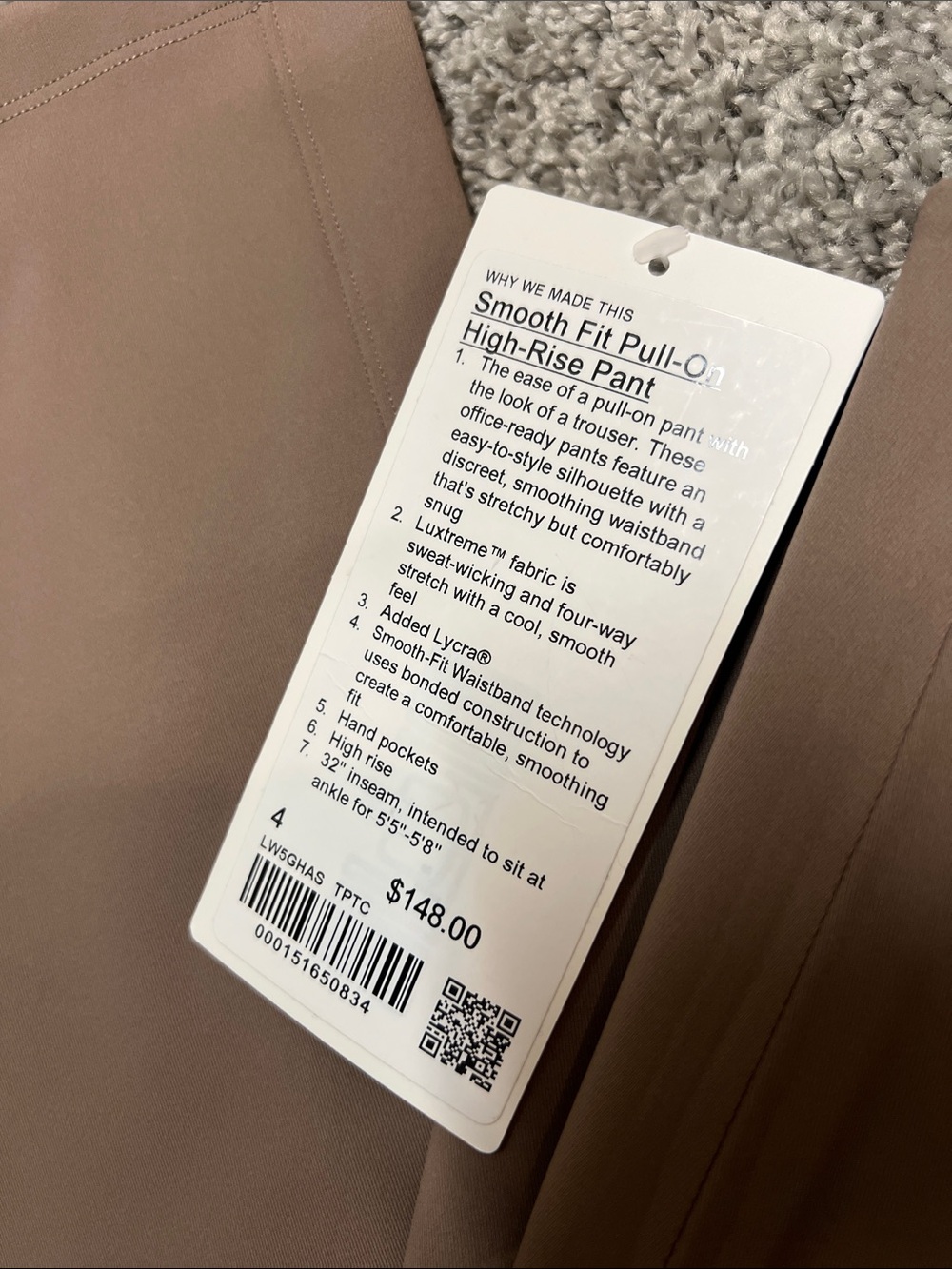 lululemon athletica Smooth Fit Pull-On High-Rise Pants - Taupe Brown